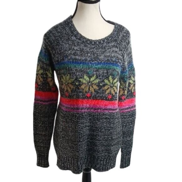 American Eagle Jegging Sweater Gray Knit Fair Isle Wool Blend Womens Size XS - Picture 1 of 8